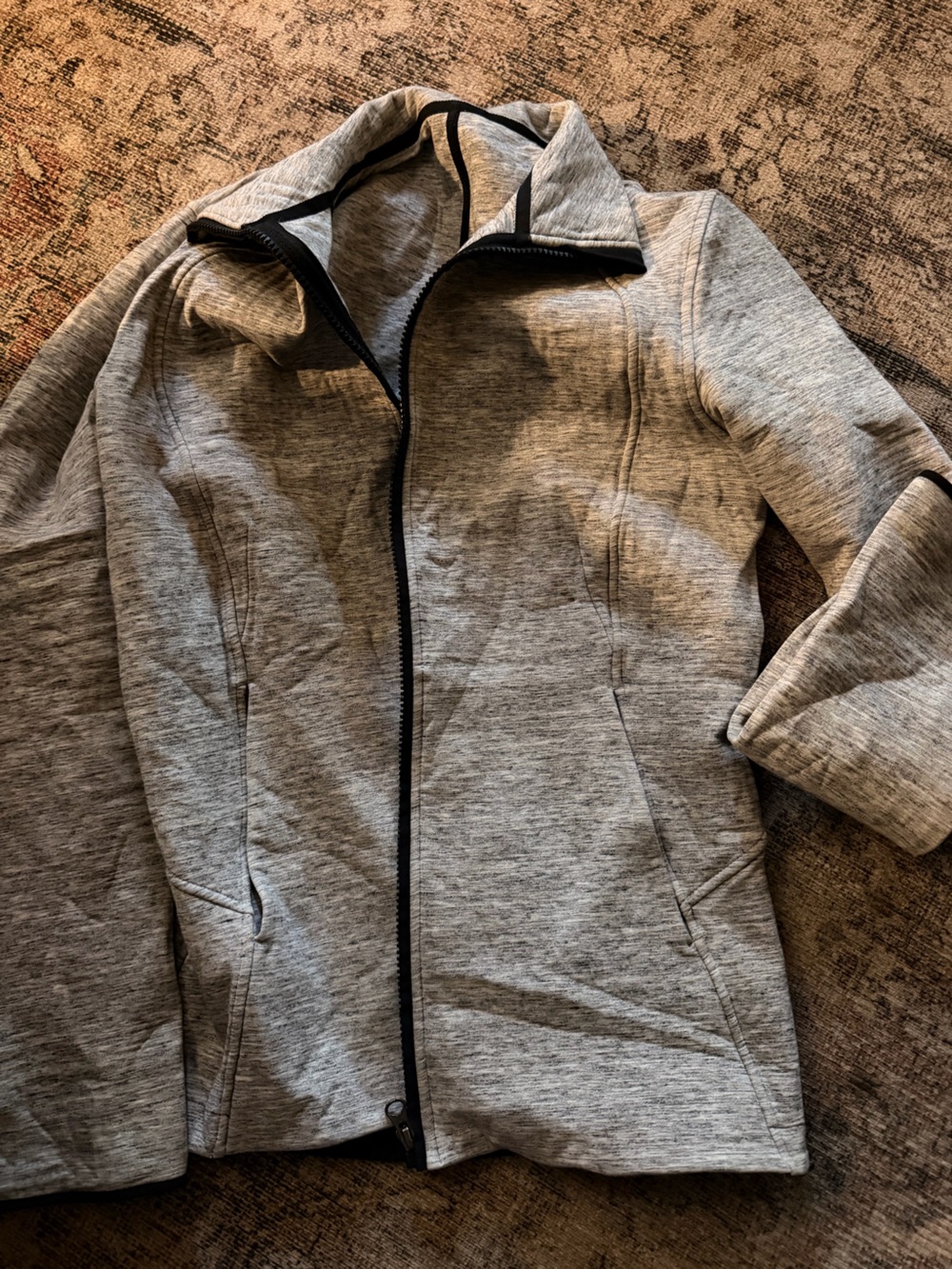 lululemon athletica Light Gray Zip-Up Jacket with Black Trim